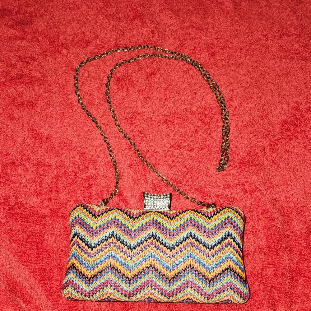 Colorful Evening Clutch w/ Shoulder Chain